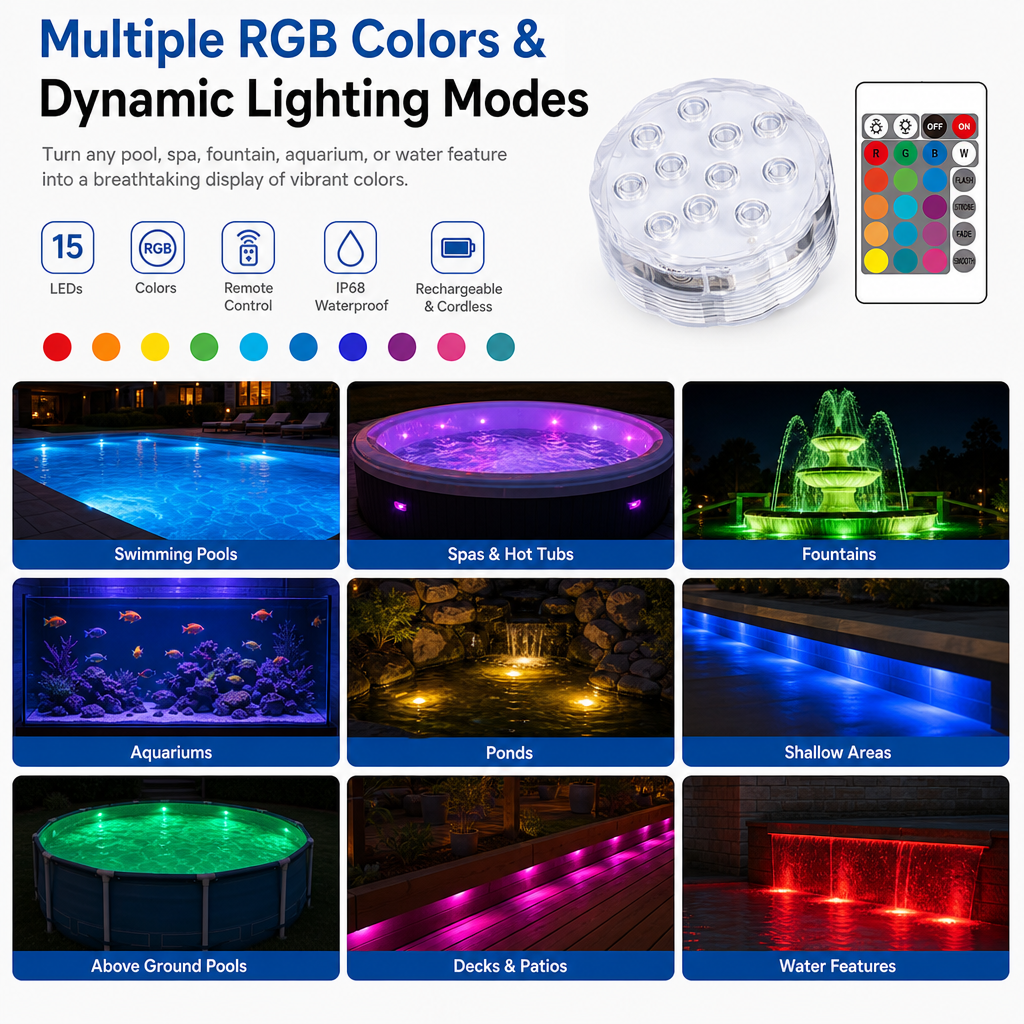 Rechargeable LED Pool lights