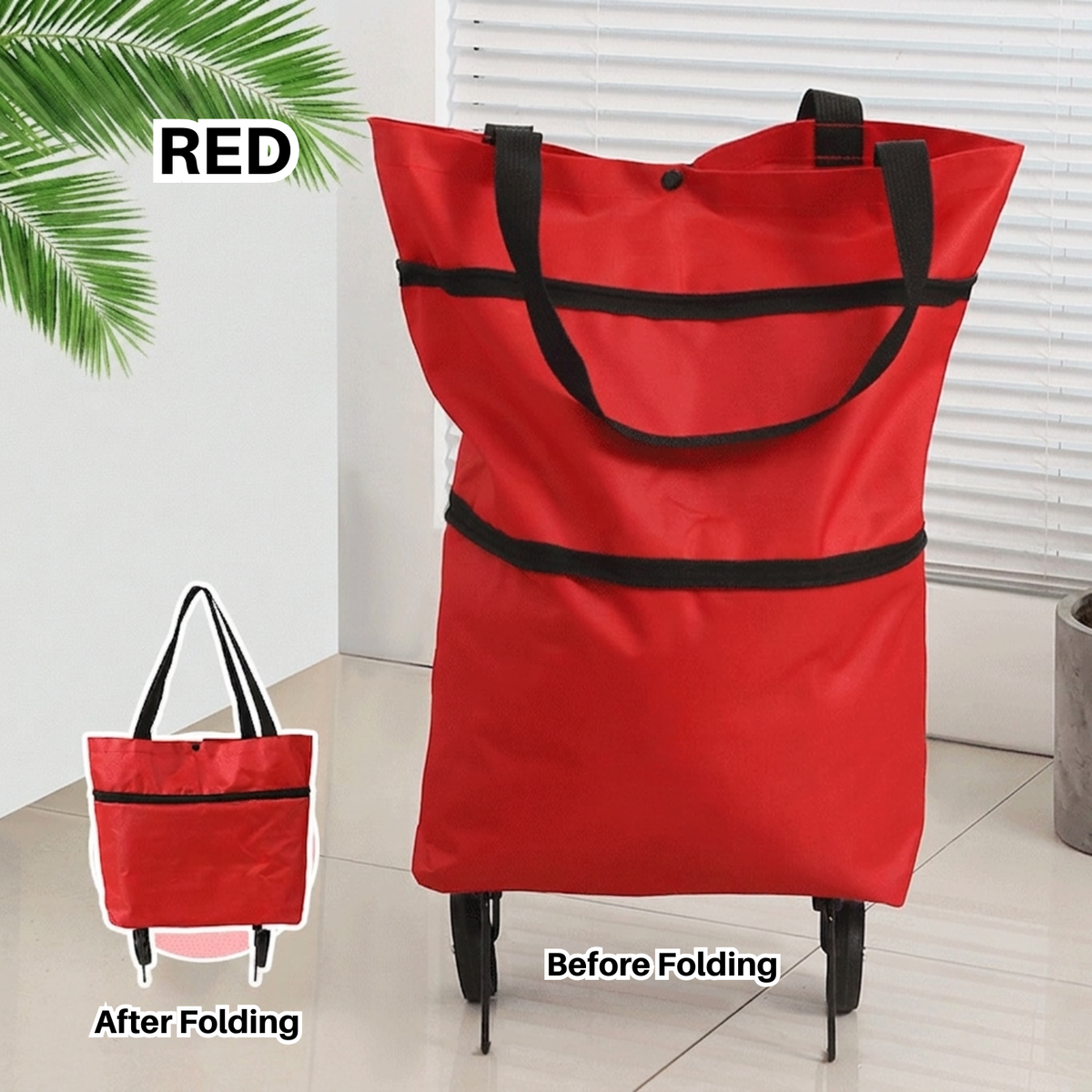 Portable Shopping Cart Foldable Grocery Trolley Lightweight with Wheels