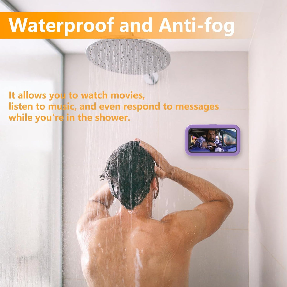360° Rotating Waterproof Shower Phone Holder