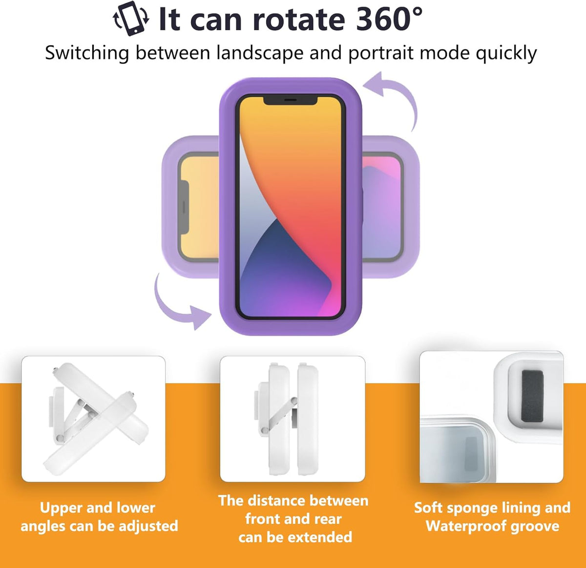 360° Rotating Waterproof Shower Phone Holder