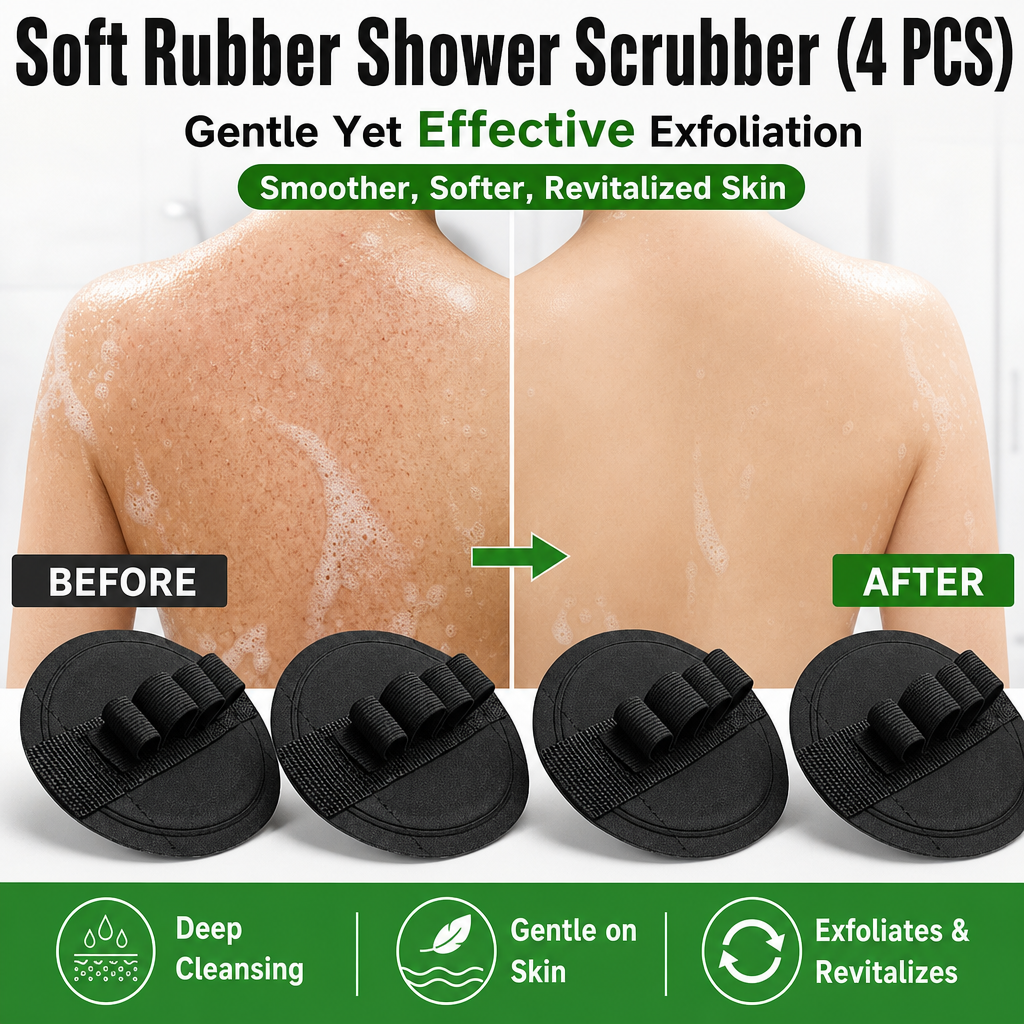 Soft Rubber Shower Scrubber (4 PCS)