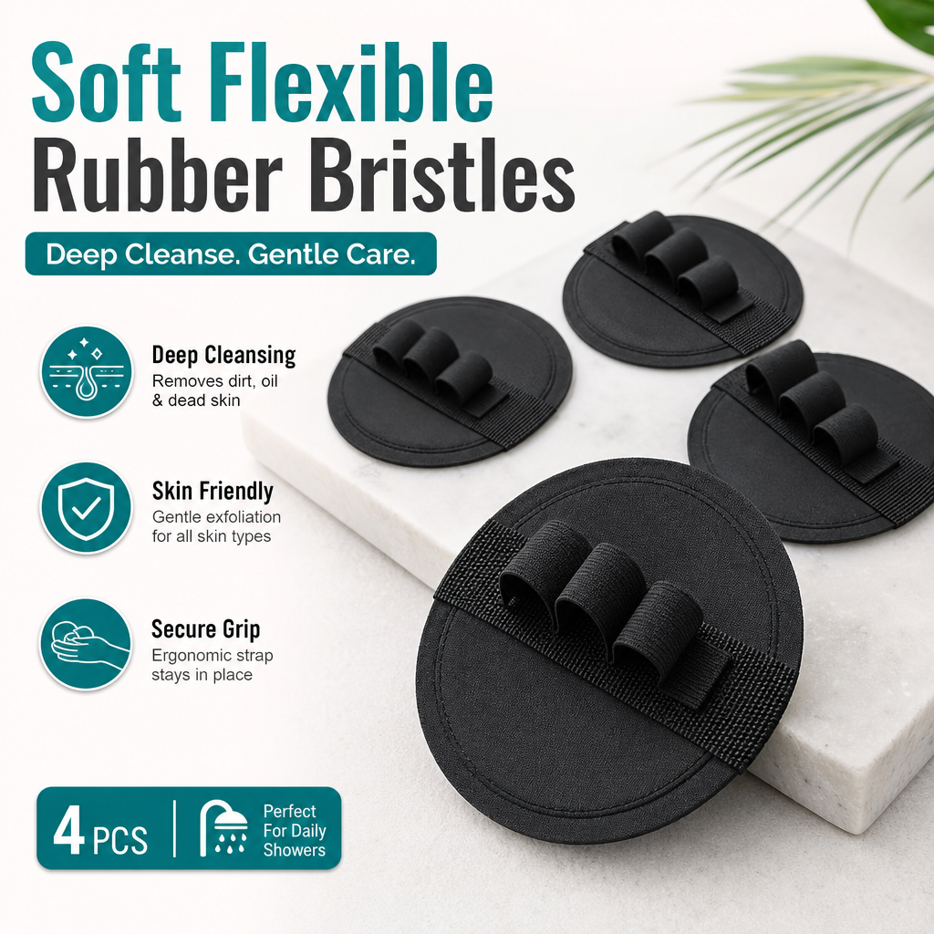 Soft Rubber Shower Scrubber (4 PCS)