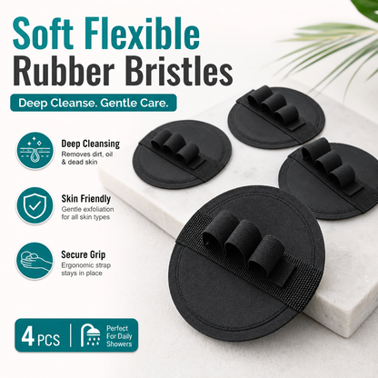 Soft Rubber Shower Scrubber (4 PCS)