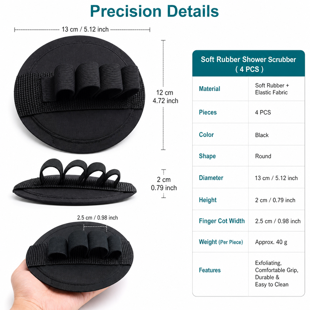 Soft Rubber Shower Scrubber (4 PCS)
