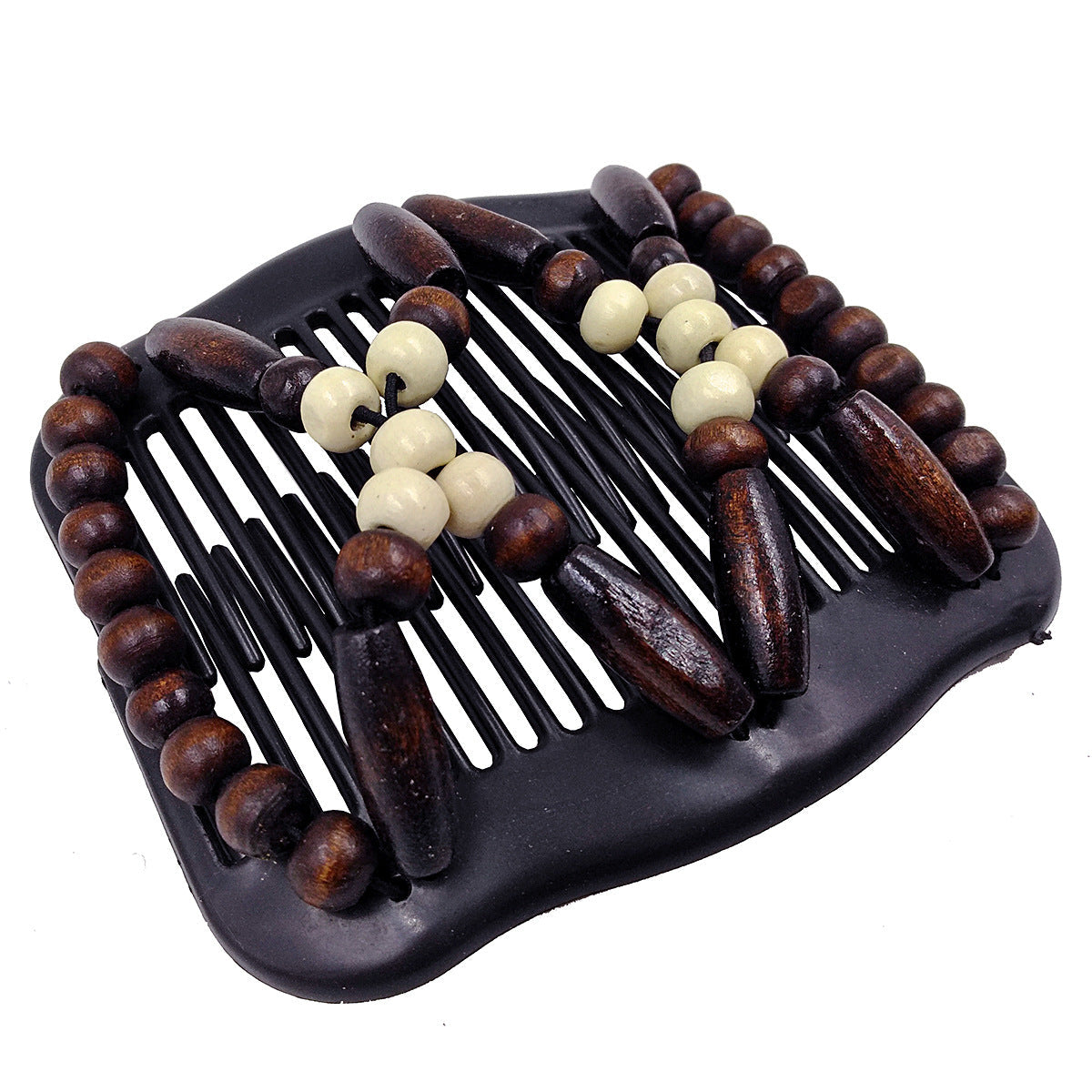 Thick Hair Clip Magic Wood Beads Double Hair Comb Clip Stretch Combs