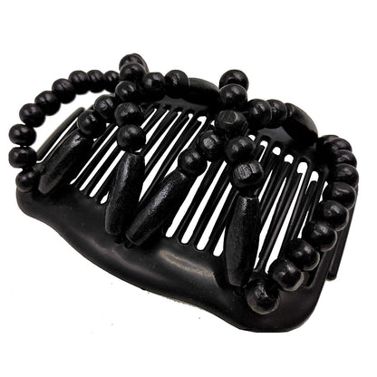 Thick Hair Clip Magic Wood Beads Double Hair Comb Clip Stretch Combs