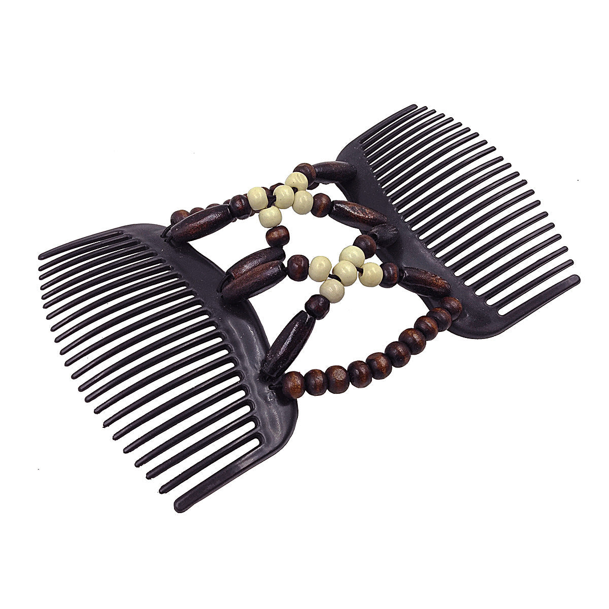 Thick Hair Clip Magic Wood Beads Double Hair Comb Clip Stretch Combs