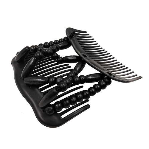 Thick Hair Clip Magic Wood Beads Double Hair Comb Clip Stretch Combs