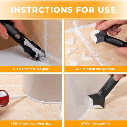 3-in-1 Silicone Sealant Remover & Caulk Scraper Kit with 5 Reusable Silicone Pads