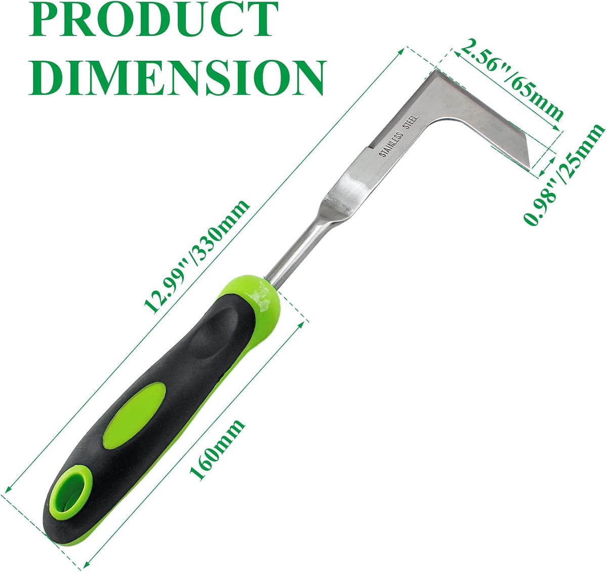Hand Weed Puller Tool, Stainless Steel L Shape Garden Weed Remover Tool